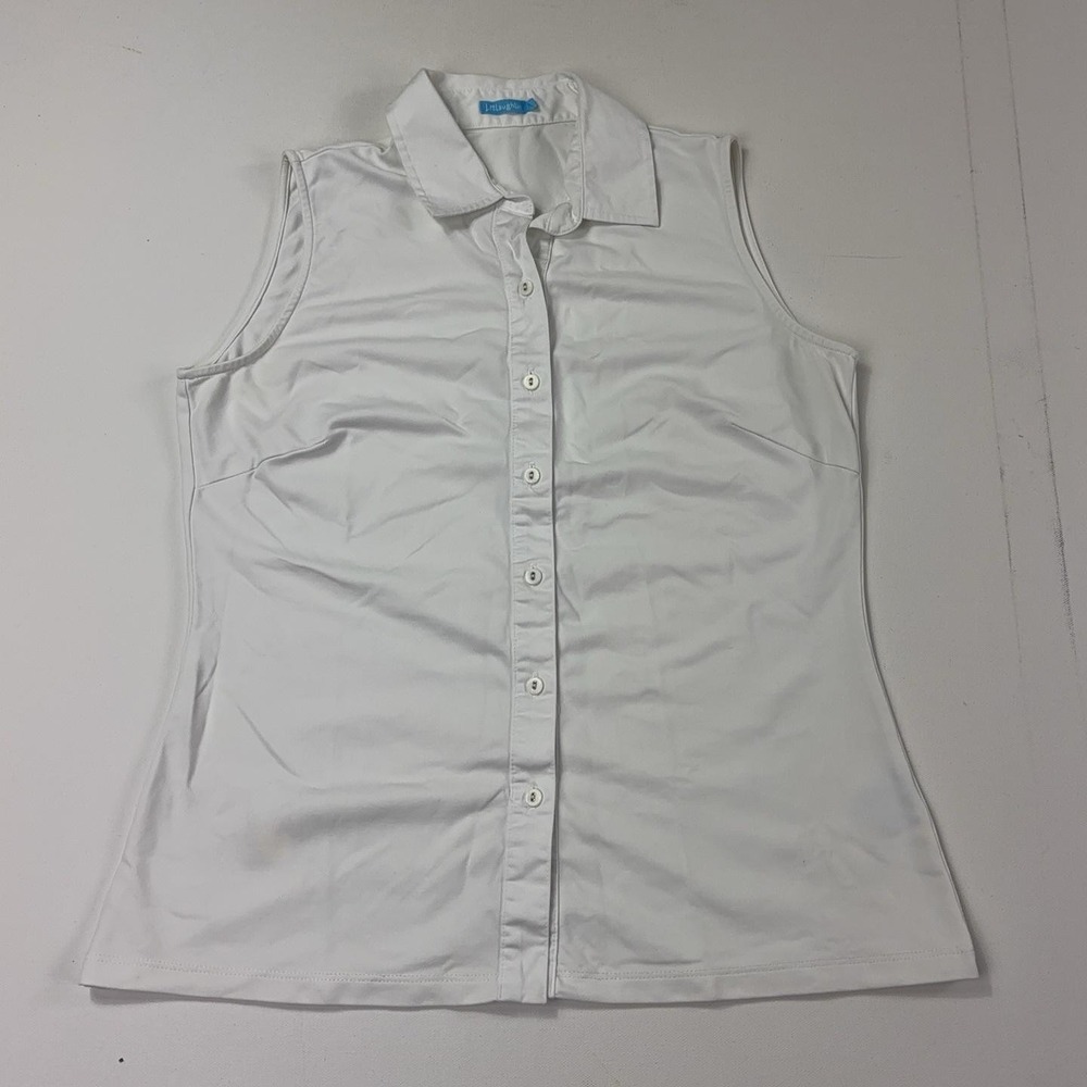J. McLaughlin Shirt Womens Small White Collared Sleeveless Button-Up Stretch Top